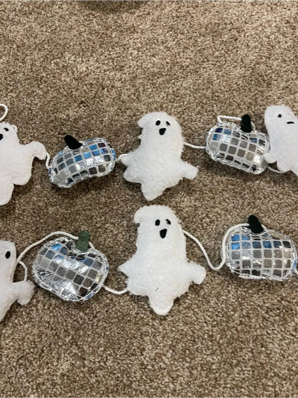 Holiday halloween White Ghost and Silver Pumpkin Garland new kohls